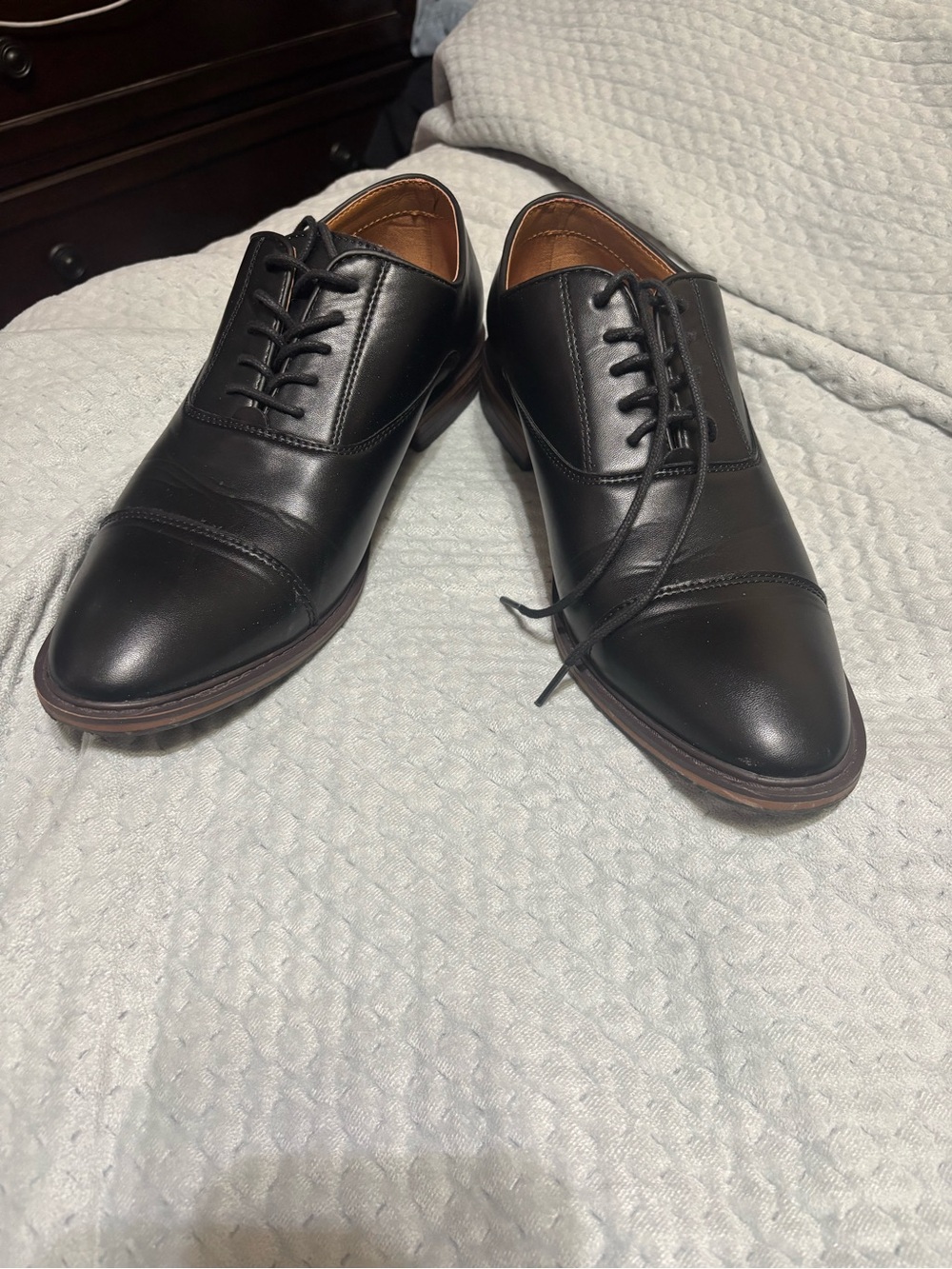 Goodfellow & Co Black Leather Cap-Toe Derby Shoes